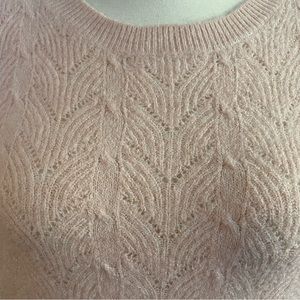 Halogen pink pointelle puff shoulder balloon sleeve sweater ballet pink L large